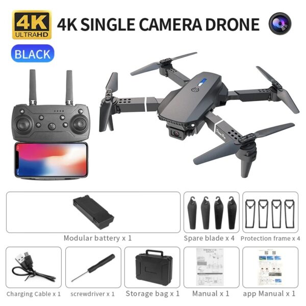 New E88 Pro Drone HD Camera WiFi FPV Foldable RC Quadcopter Altitude Hold 360° Flips Headless Mode Gift for Kids